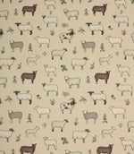 Wandering Wool Sheep Oilcloth Fabric / Linen