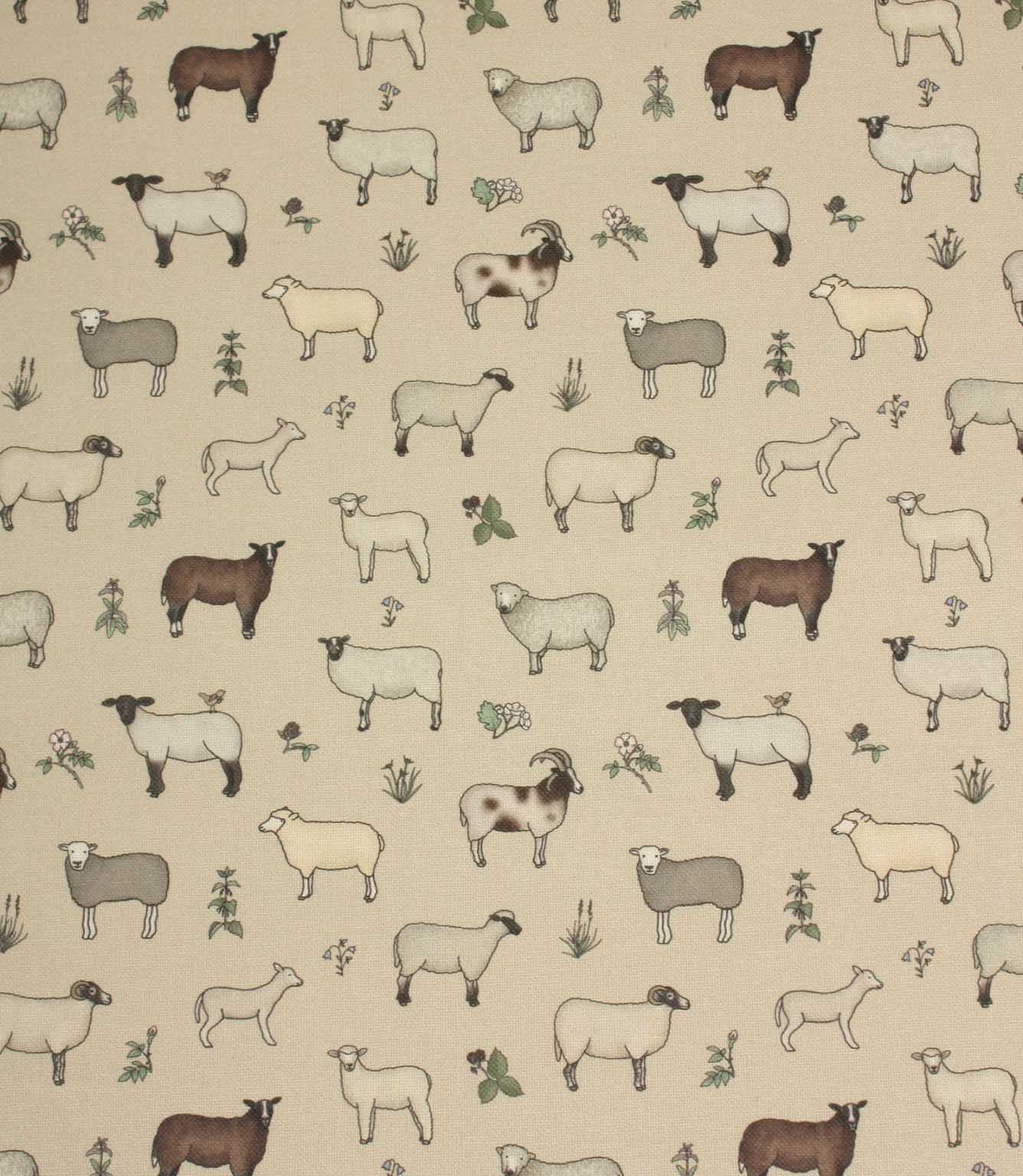 Wandering Wool Sheep Oilcloth Fabric / Linen