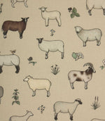 Wandering Wool Sheep Oilcloth Fabric / Linen