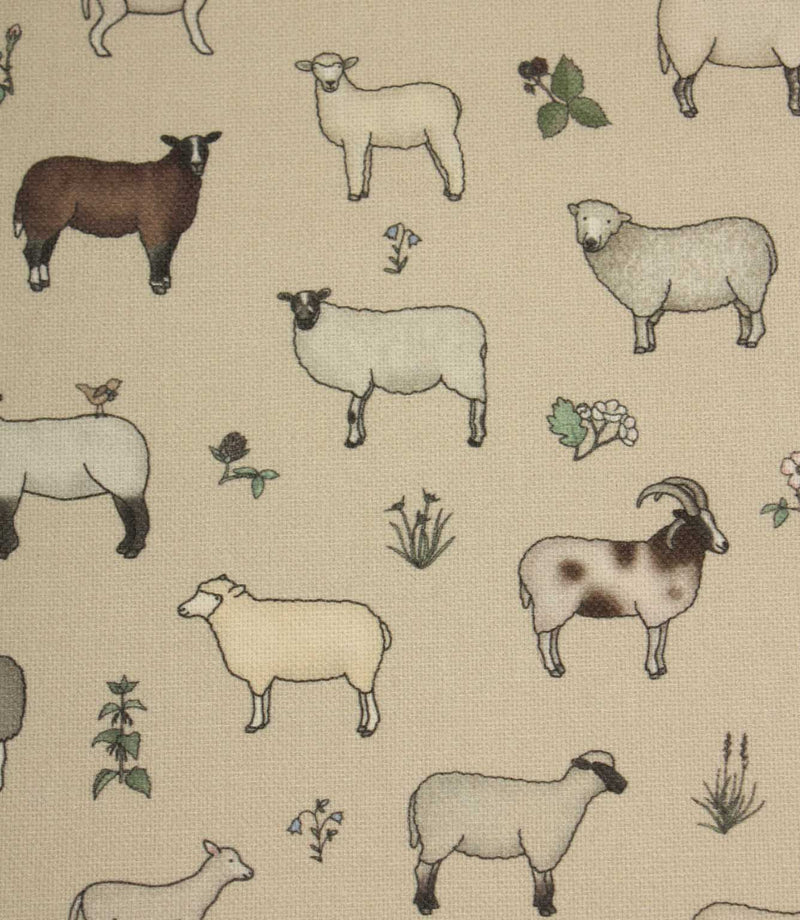 Wandering Wool Sheep Oilcloth Fabric / Linen