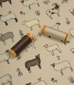 Wandering Wool Sheep Oilcloth Fabric / Linen