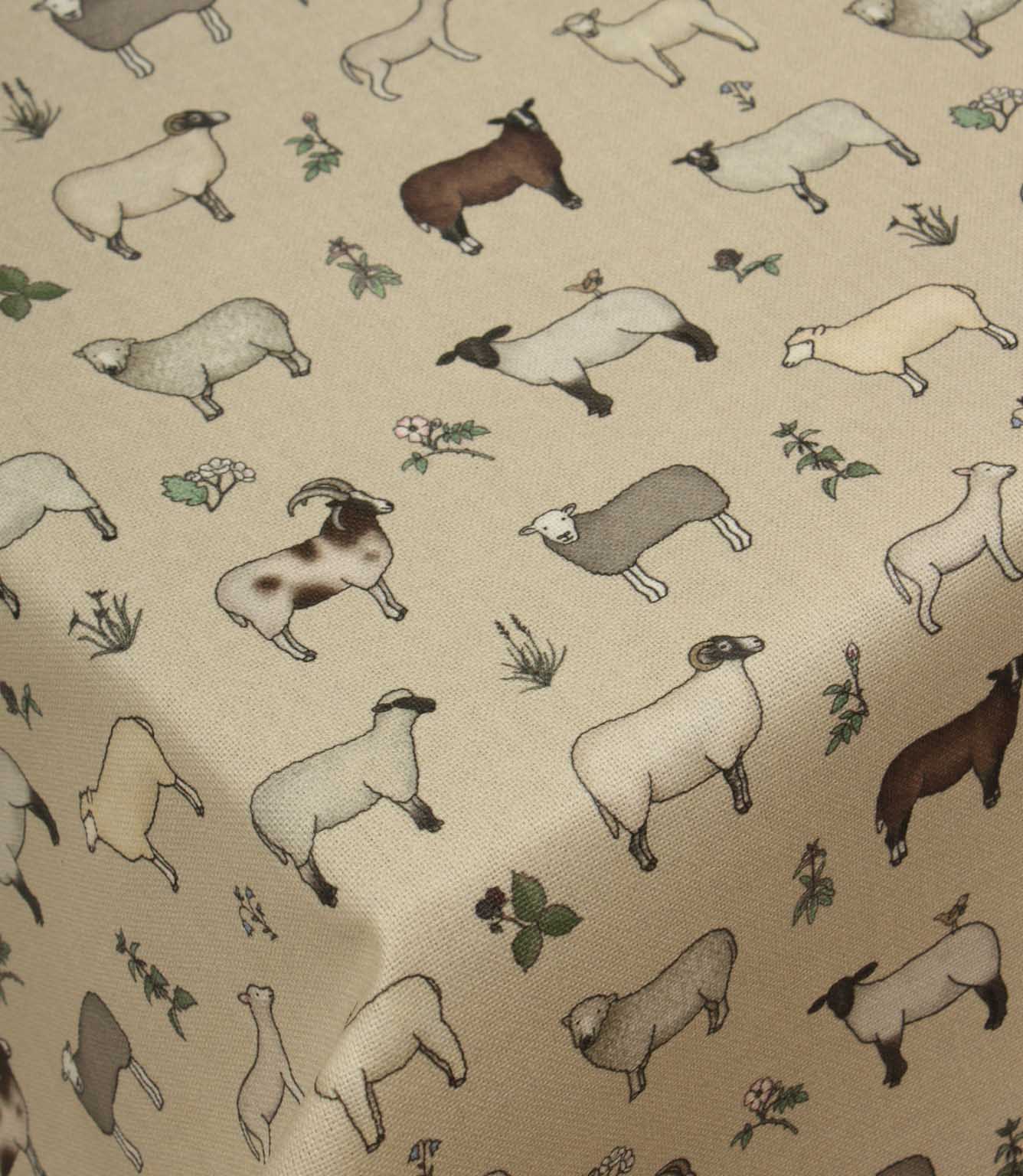 Wandering Wool Sheep Oilcloth Fabric / Linen