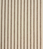 Close-up of Wedmore Wide ivory upholstery fabric showing textured taupe stitched stripes and a woven natural finish.