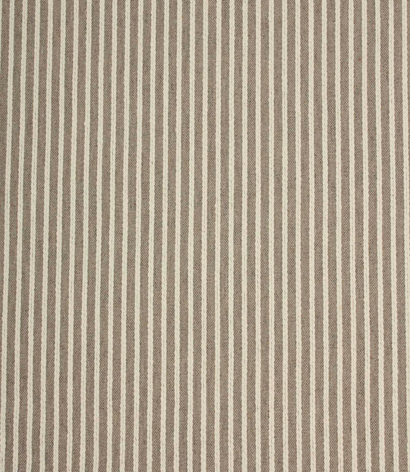 Full width view of Wedmore Wide woven stripe upholstery fabric with a textured embroidered stripe design.