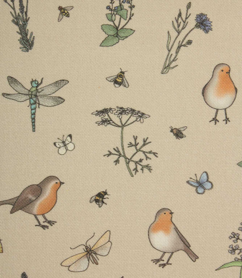 Whimsical Wildlife Birds Butterflies Oilcloth Fabric / Linen