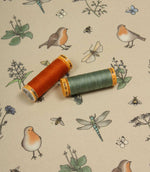 Whimsical Wildlife Birds Butterflies Oilcloth Fabric / Linen