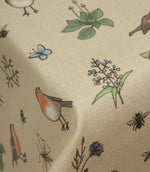 Whimsical Wildlife Birds Butterflies Oilcloth Fabric / Linen