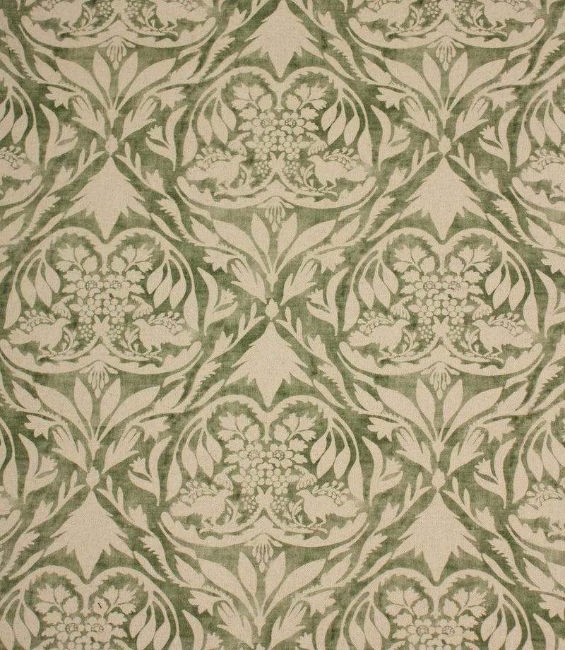 Decorative fabric pattern with green and beige design
