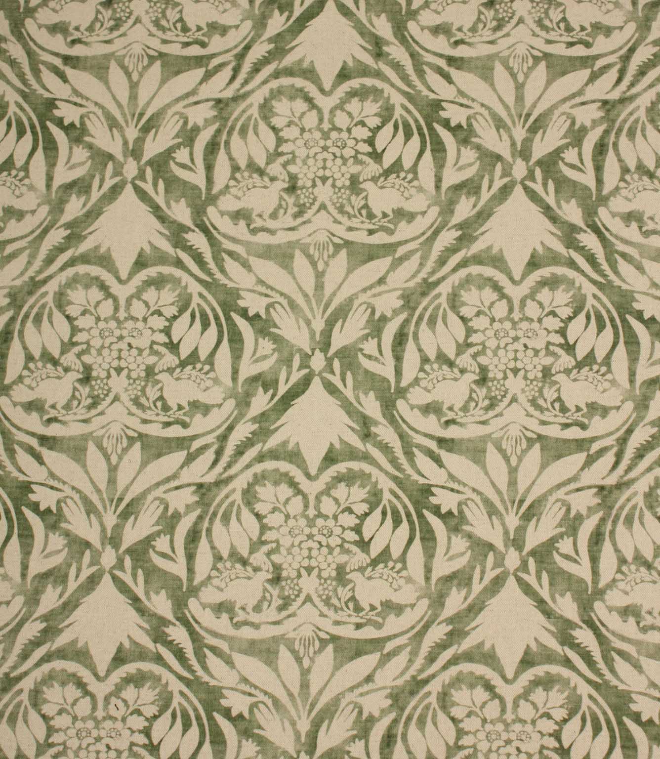 Decorative fabric pattern with green and beige design