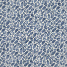 Woodcliff Nautica fabric featuring a small-scale Scandinavian-inspired botanical pattern of stylised oak leaves, acorns and delicate branching stems in varying shades of navy and muted blue against an ivory background.