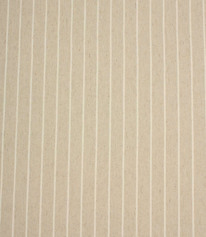 Wooton Wide natural striped fabric with embroidered vertical stripes and a soft woven texture.