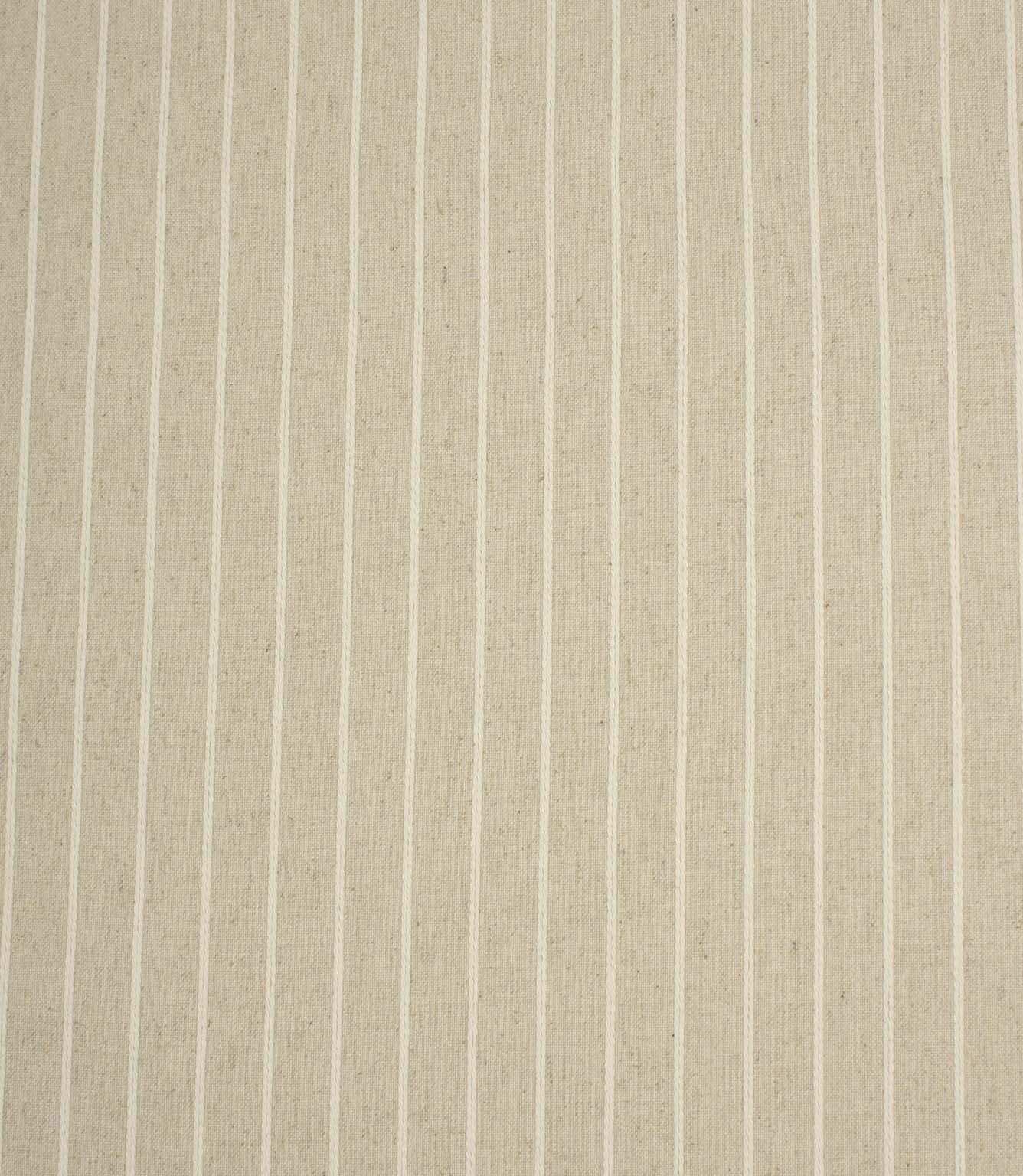 Wooton Wide natural striped fabric with embroidered vertical stripes and a soft woven texture.