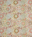 Full view of Wychwood Jasmine woven fabric featuring a contemporary floral and foliage pattern in soft blue, sage green, coral pink and warm neutral tones.
