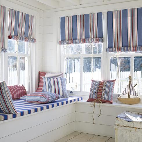 Nautical Look Using Striped Fabric, Nautical Striped Curtains Uk