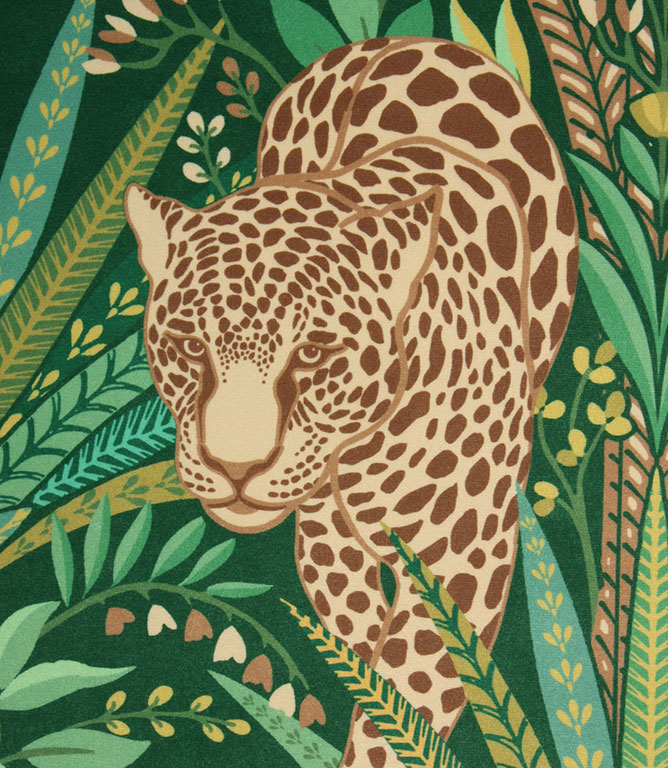 Jungle Jaguar Fabric / Spruce | Just Fabrics
