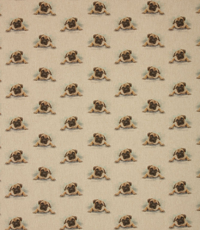 Pug Love Fabric / Natural