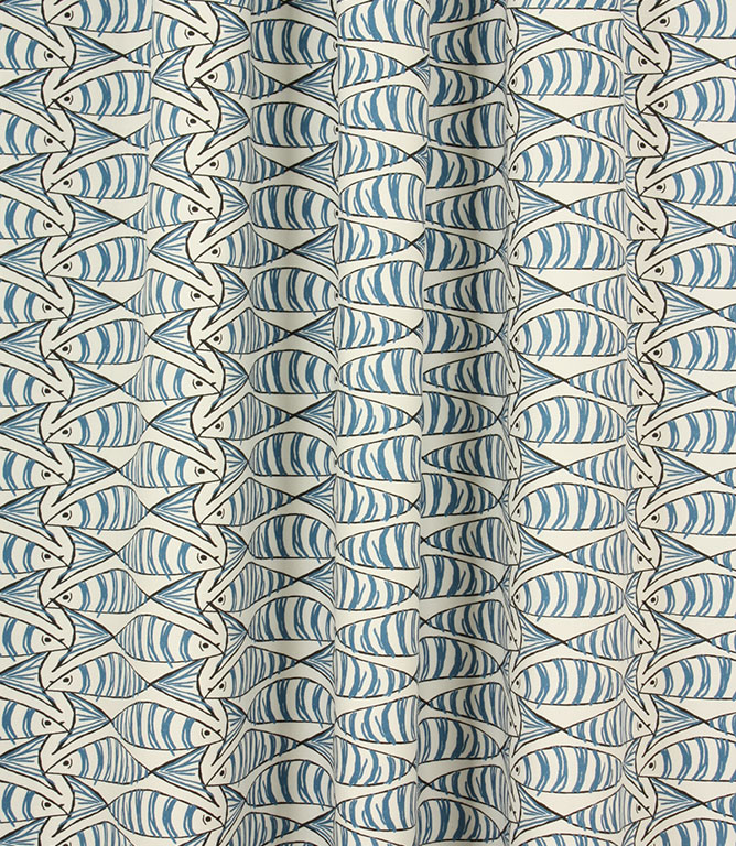 Cornish Sardines Fabric / Indigo