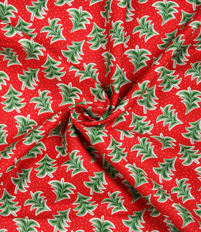 Liberty Dancing Trees Fabric / Red