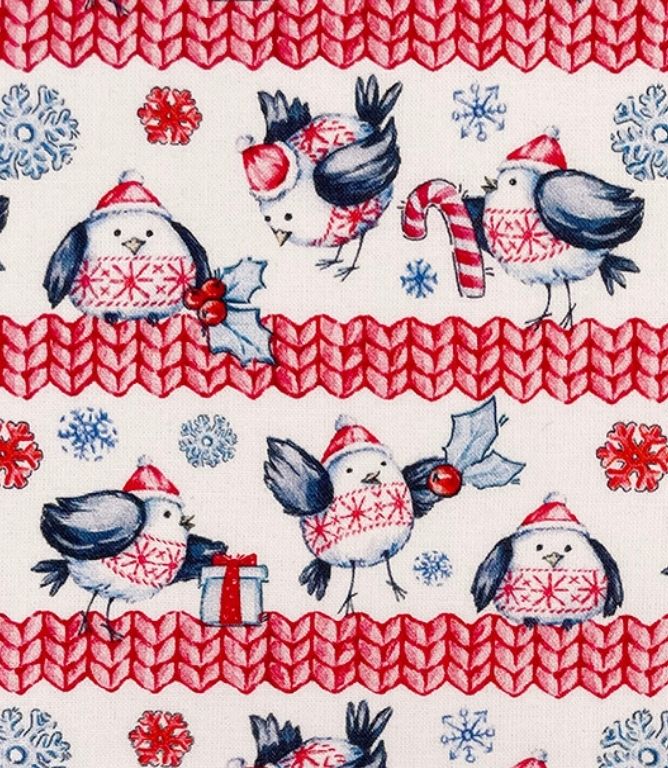 Christmas Birds Fabric / Red