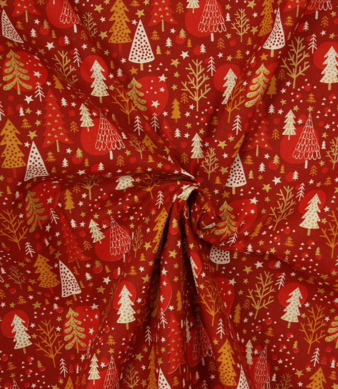 Christmas Forest Fabric / Red