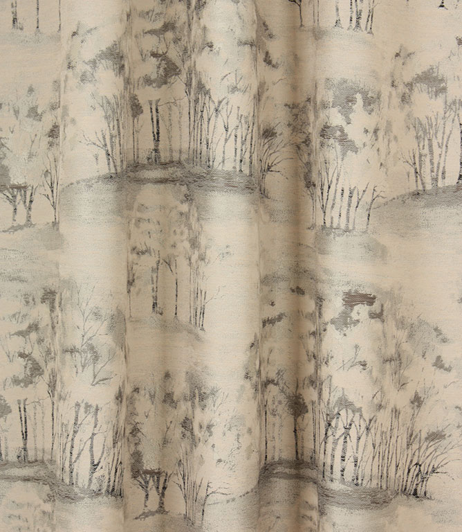 Woodland Scene Fabric / Charcoal