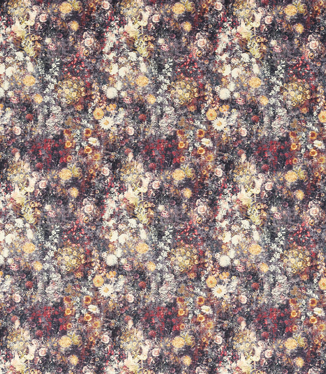 Studio G Rosedene Velvet Fabric / Raspberry / Ochre