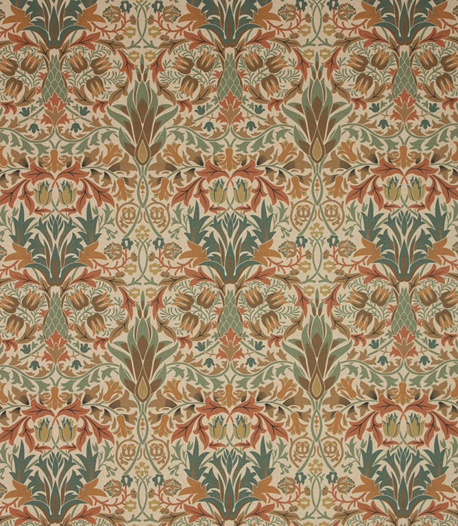 Woodchester Fabric / Smoke Green / Red Earth