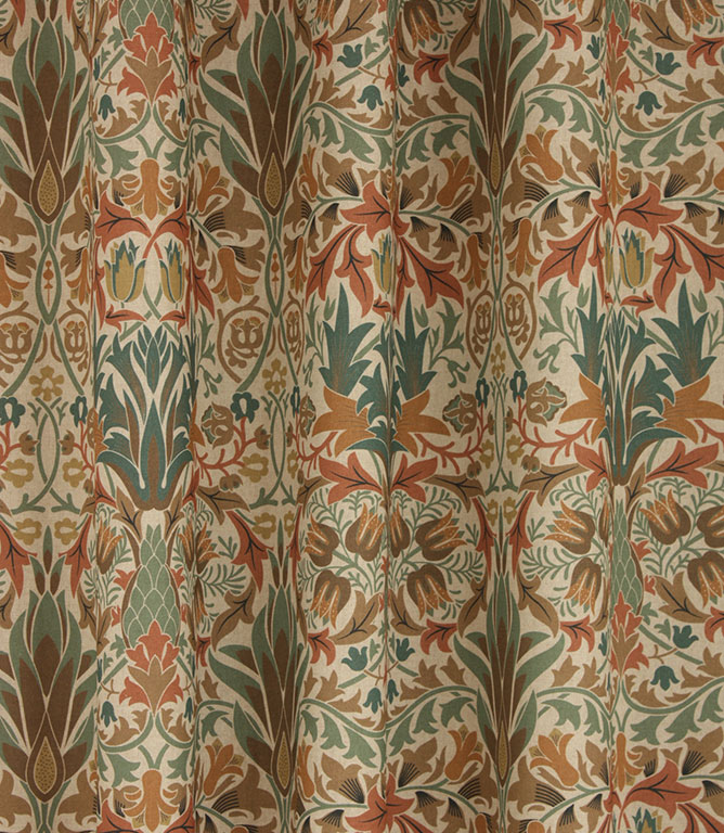 Woodchester Fabric / Smoke Green / Red Earth