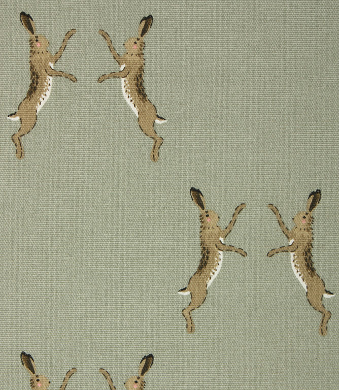 Sophie Allport Boxing Hares Fabric / Green