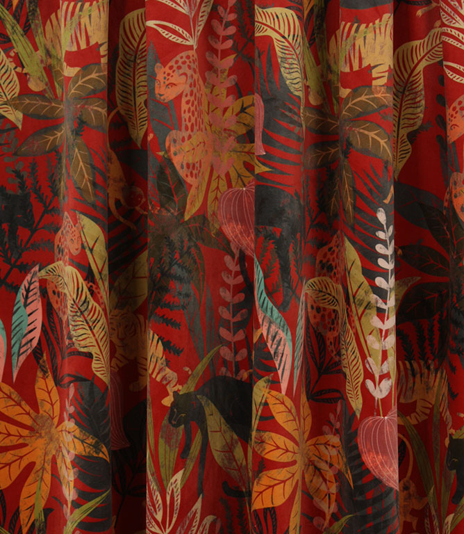 Mysterious Tiger Velvet Fabric / Ember