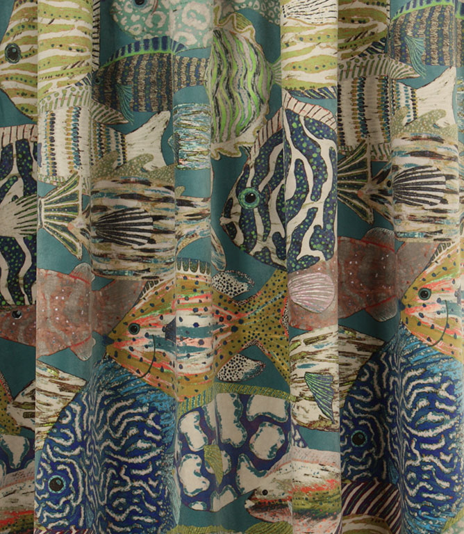 Exotic Fish Velvet Fabric / Marine
