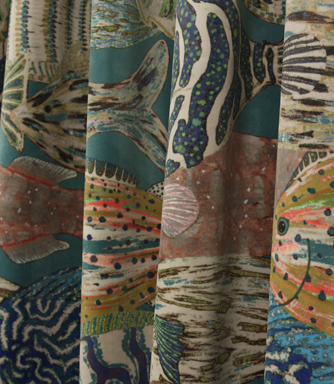 Exotic Fish Velvet Fabric / Marine