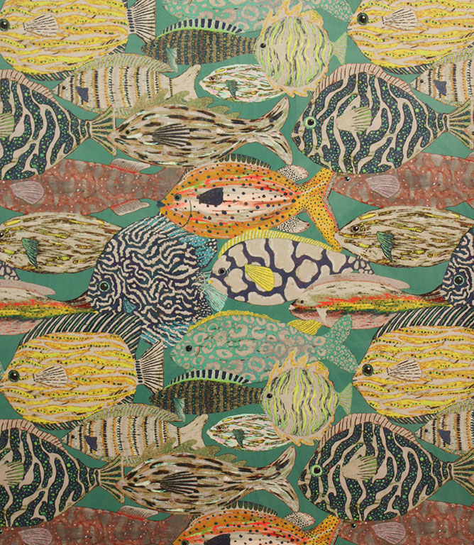 Exotic Fish Velvet Fabric / Calypso