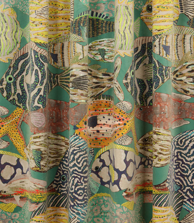 Exotic Fish Velvet Fabric / Calypso