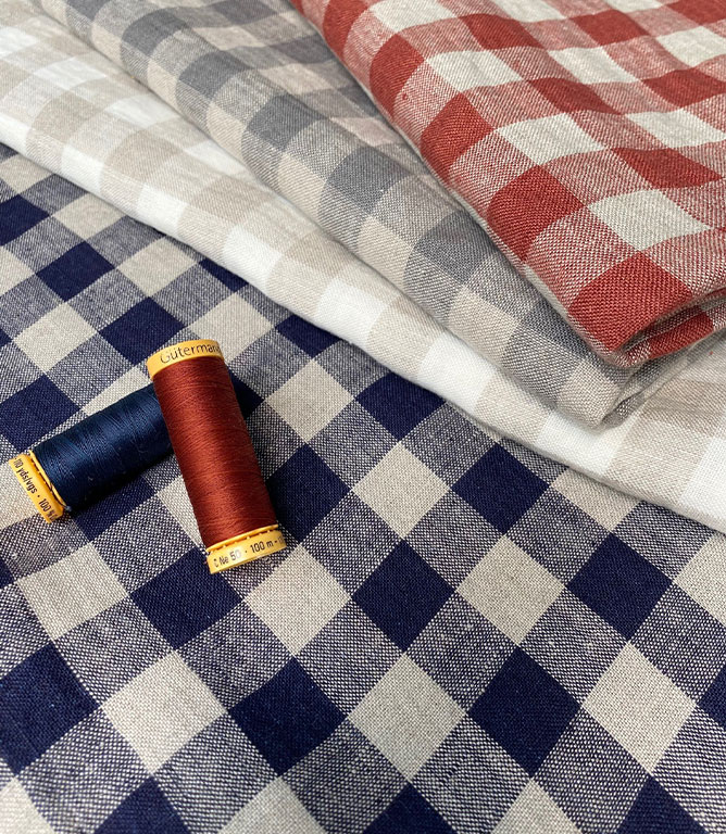 Cotswold Linen Check Fabric / Natural