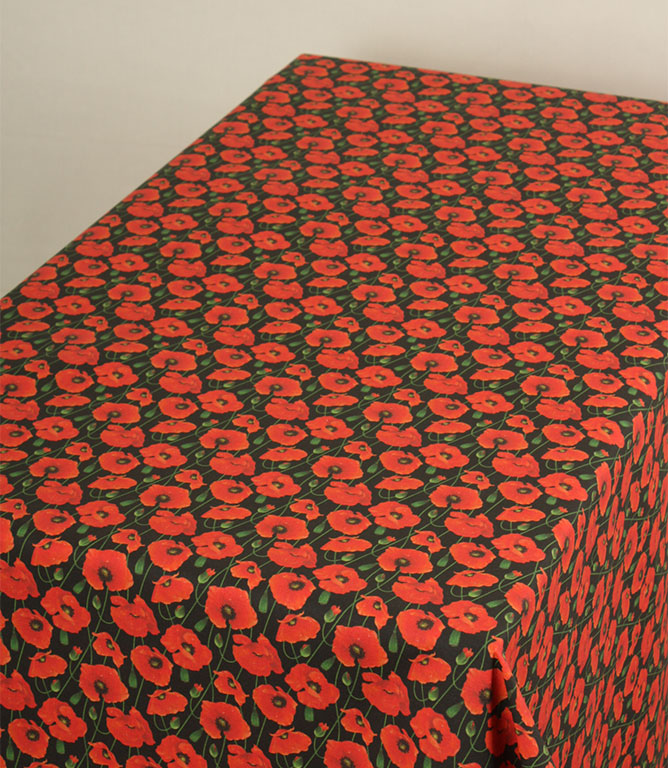 Poppy Tablecloth Fabric / Noir