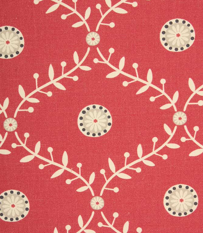 Daisy Trellis Fabric / Raspberry
