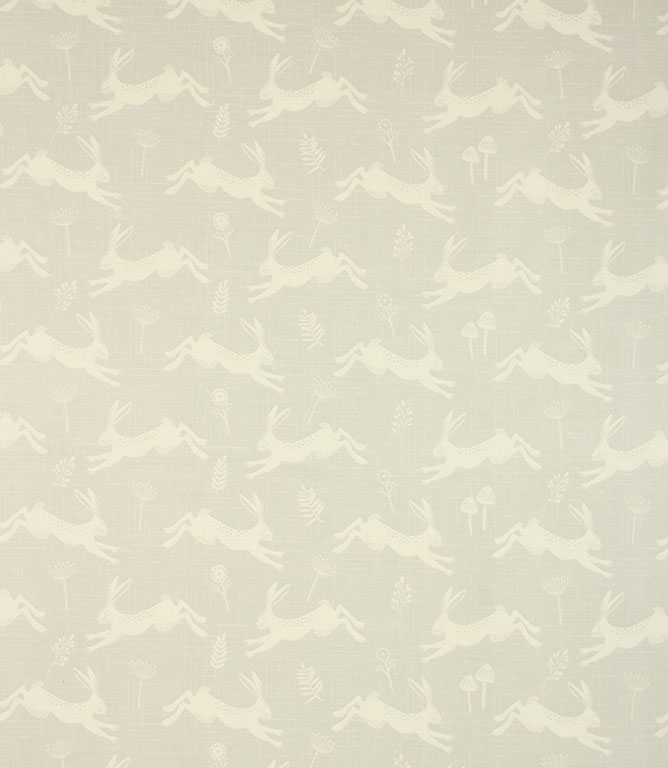 Hopping Hares PVC Fabric / Silver