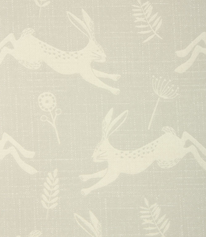 Hopping Hares PVC Fabric / Silver