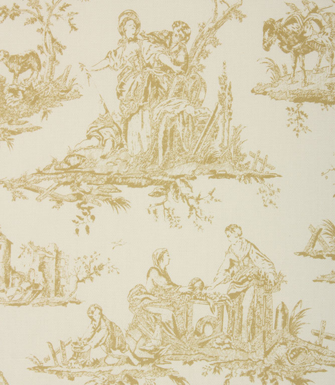 French Toile Fabric / Soft Gold Just Fabrics