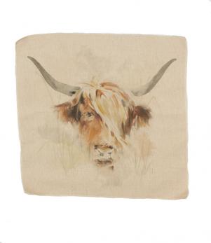 Cushion Panels / Watercolour Highland Cow Cushion Panel