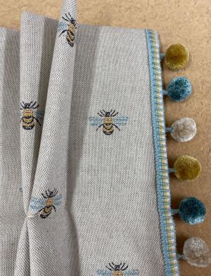 JF Bees Linen Curtains with Trim