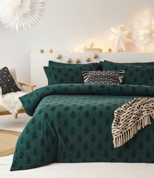 Tufted Tree Festive Duvet Cover Set Pine Green