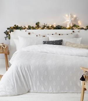 Tufted Tree Festive Duvet Cover Set Snow