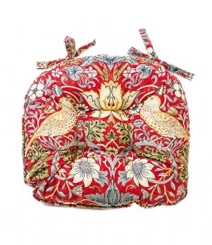 William Morris Cushions / Strawberry Thief Crimson Seat Pad